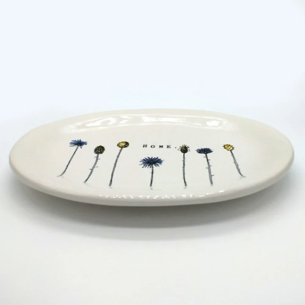 Rae Dunn Oval Wildflowers ‘Home’ Trinket Tray Dish 8”